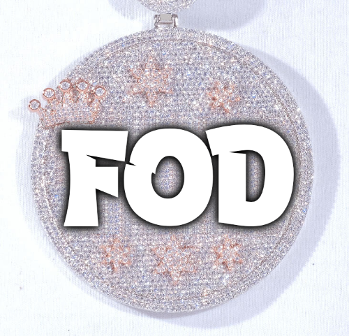 CUSTOM LETTER NECKLACE 3D BIG CROWN DISC