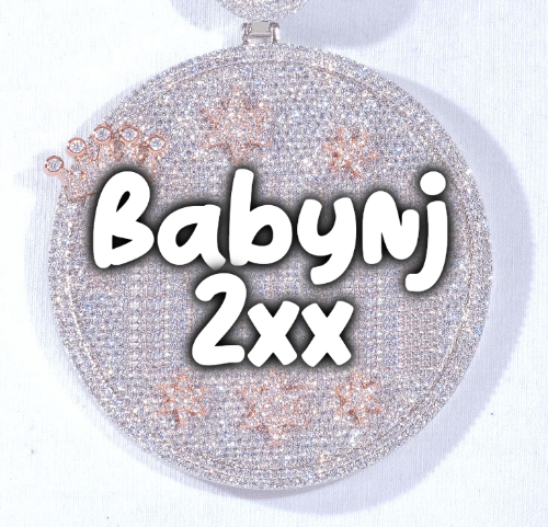 CUSTOM LETTER NECKLACE 3D BIG CROWN DISC