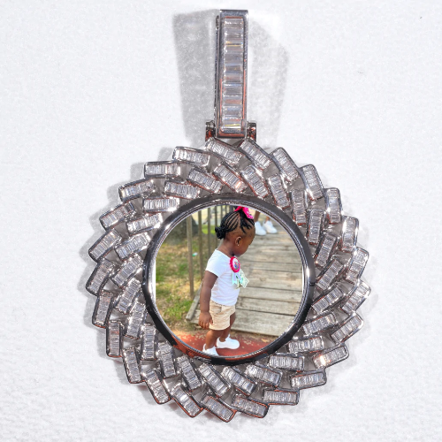 Large 3D Baguette Custom Picture Pendant
