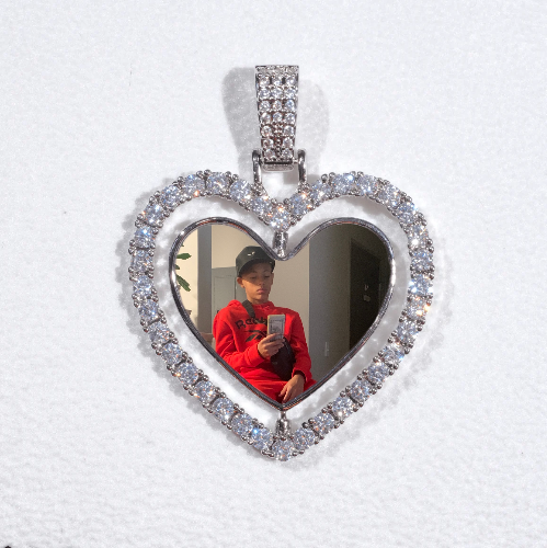 3D Spinning 2-Faced Heart Custom Picture Pendant