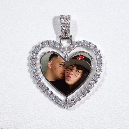 3D Spinning 2-Faced Heart Custom Picture Pendant
