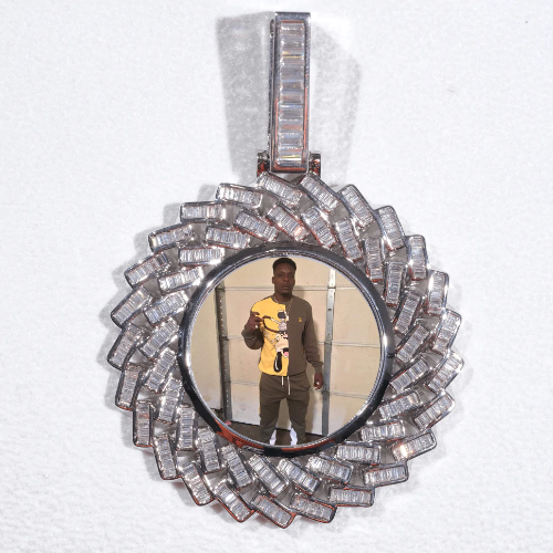 Large 3D Baguette Custom Picture Pendant