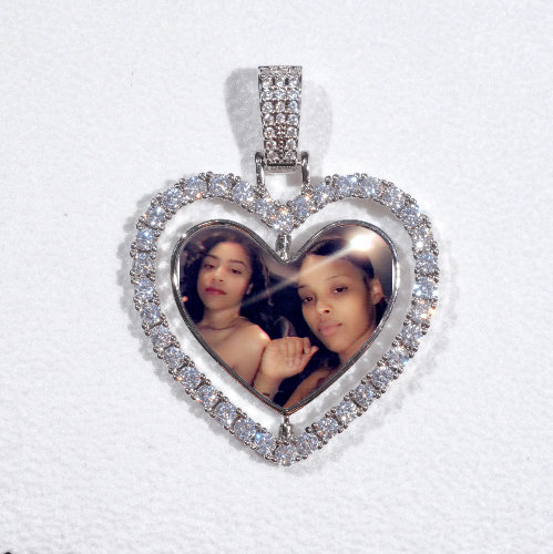 3D Spinning 2-Faced Heart Custom Picture Pendant