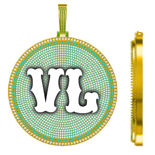 CUSTOM LETTER NECKLACE 3D BIG DISC