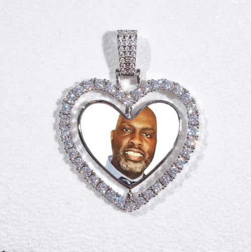 3D Spinning 2-Faced Heart Custom Picture Pendant