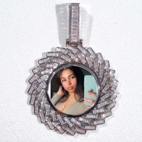 Large 3D Baguette Custom Picture Pendant