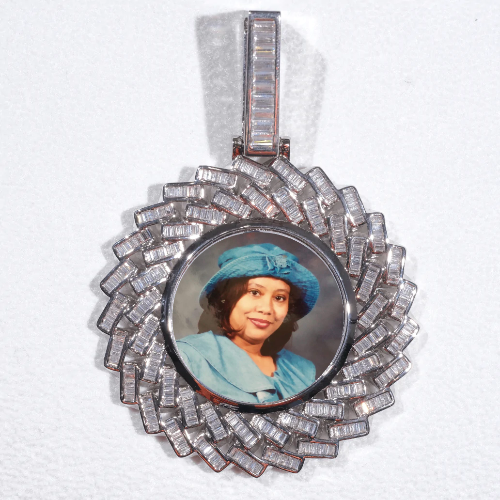 Large 3D Baguette Custom Picture Pendant