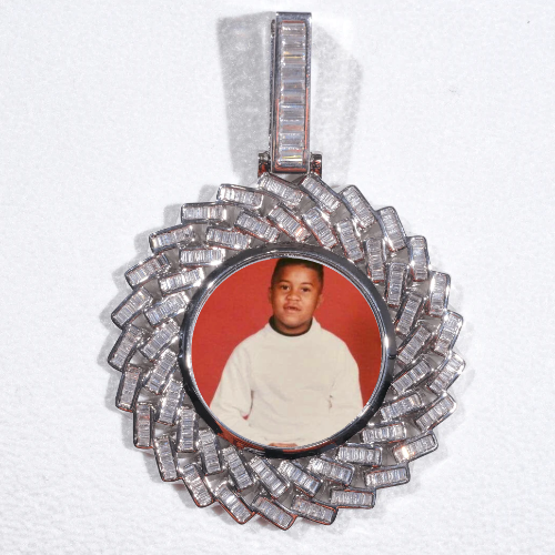 Large 3D Baguette Custom Picture Pendant
