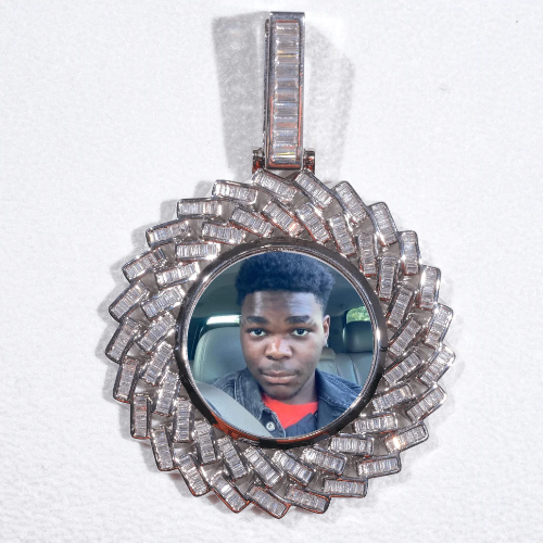 Large 3D Baguette Custom Picture Pendant