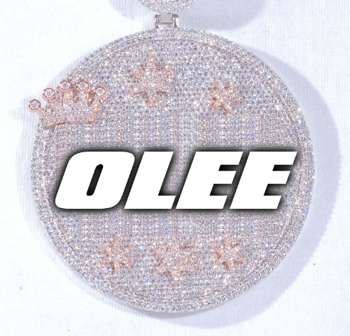 CUSTOM LETTER NECKLACE 3D BIG CROWN DISC