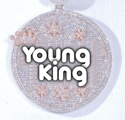 CUSTOM LETTER NECKLACE 3D BIG CROWN DISC