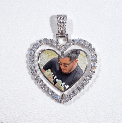 3D Spinning 2-Faced Heart Custom Picture Pendant