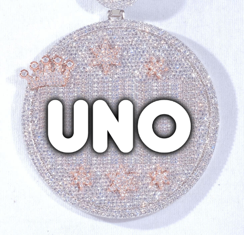 CUSTOM LETTER NECKLACE 3D BIG CROWN DISC