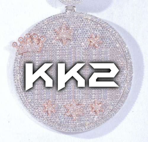 CUSTOM LETTER NECKLACE 3D BIG CROWN DISC