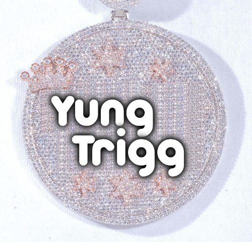 CUSTOM LETTER NECKLACE 3D BIG CROWN DISC