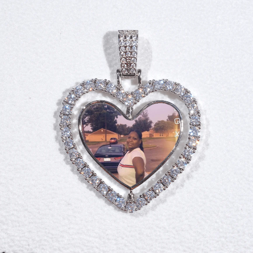 3D Spinning 2-Faced Heart Custom Picture Pendant