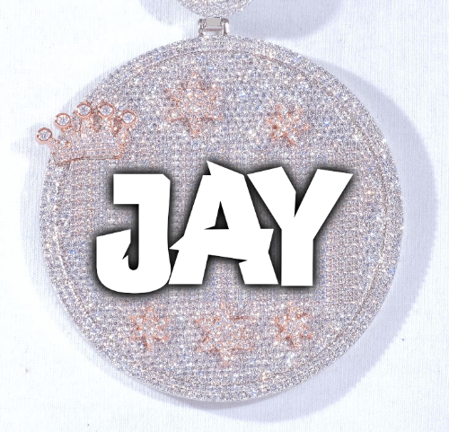 CUSTOM LETTER NECKLACE 3D BIG CROWN DISC