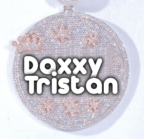 CUSTOM LETTER NECKLACE 3D BIG CROWN DISC