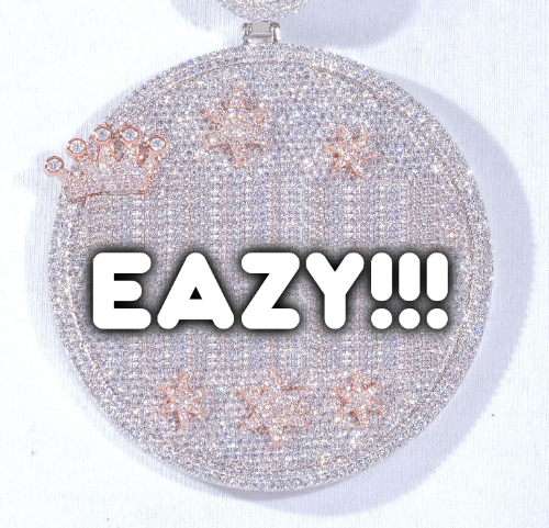 CUSTOM LETTER NECKLACE 3D BIG CROWN DISC
