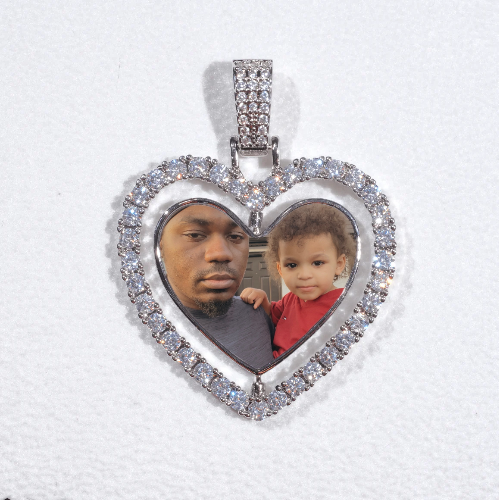 3D Spinning 2-Faced Heart Custom Picture Pendant