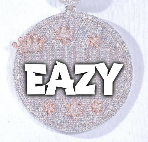 CUSTOM LETTER NECKLACE 3D BIG CROWN DISC