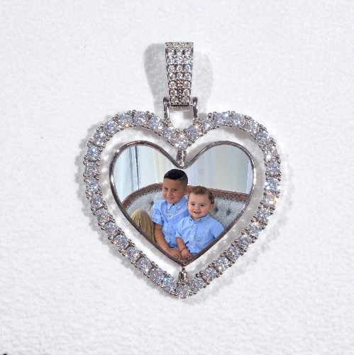 3D Spinning 2-Faced Heart Custom Picture Pendant