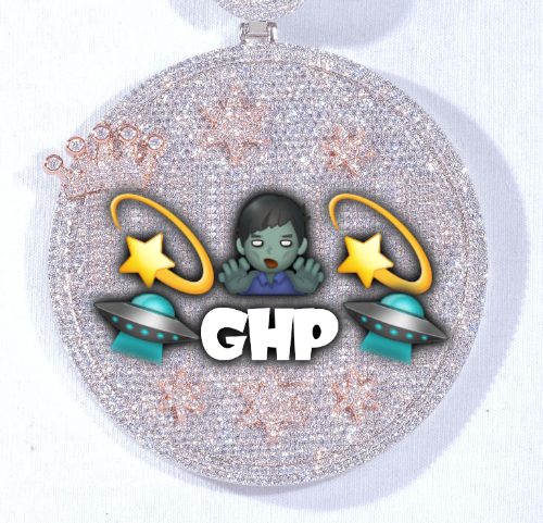CUSTOM LETTER NECKLACE 3D BIG CROWN DISC