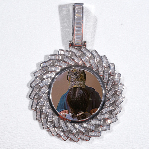 Large 3D Baguette Custom Picture Pendant