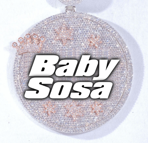 CUSTOM LETTER NECKLACE 3D BIG CROWN DISC