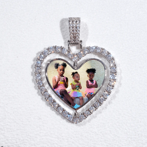 3D Spinning 2-Faced Heart Custom Picture Pendant