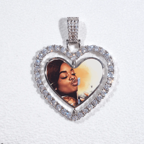 3D Spinning 2-Faced Heart Custom Picture Pendant