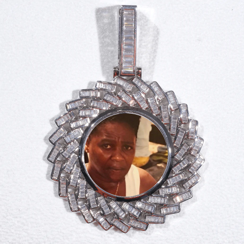 Large 3D Baguette Custom Picture Pendant