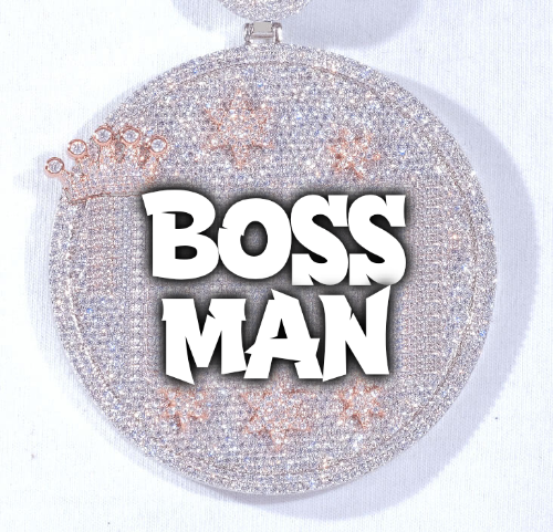 CUSTOM LETTER NECKLACE 3D BIG CROWN DISC