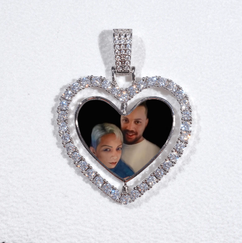 3D Spinning 2-Faced Heart Custom Picture Pendant