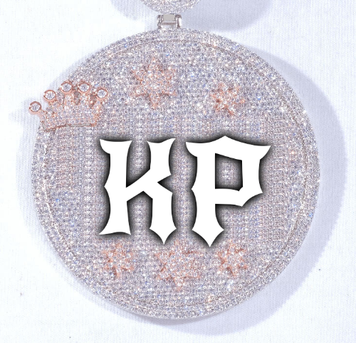 CUSTOM LETTER NECKLACE 3D BIG CROWN DISC