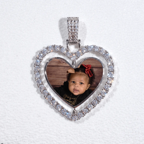 3D Spinning 2-Faced Heart Custom Picture Pendant