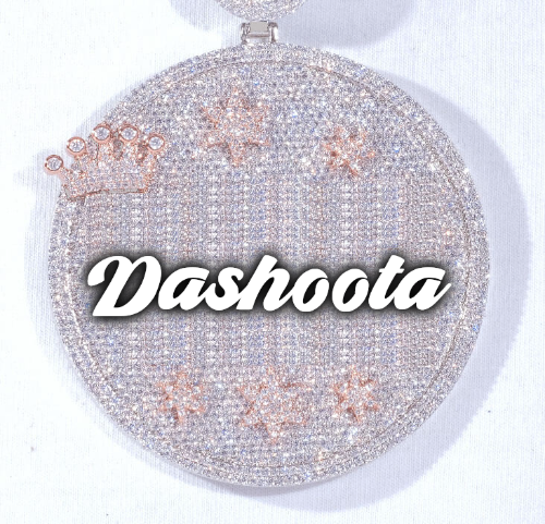 CUSTOM LETTER NECKLACE 3D BIG CROWN DISC