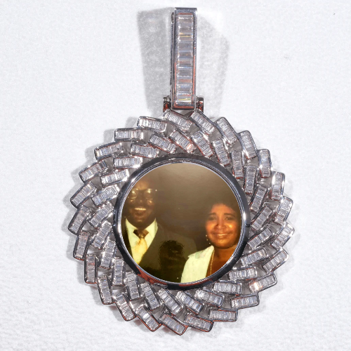 Large 3D Baguette Custom Picture Pendant