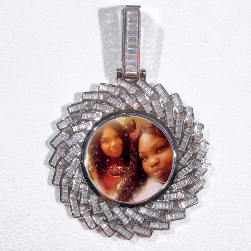 Large 3D Baguette Custom Picture Pendant