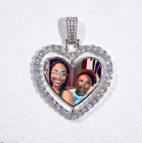 3D Spinning 2-Faced Heart Custom Picture Pendant