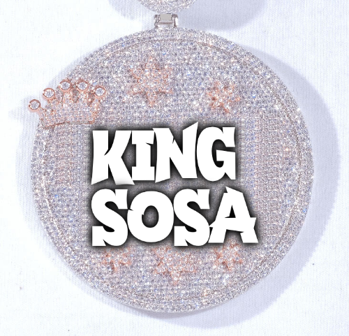 CUSTOM LETTER NECKLACE 3D BIG CROWN DISC