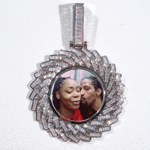 Large 3D Baguette Custom Picture Pendant