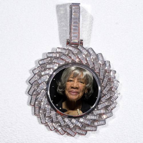 Large 3D Baguette Custom Picture Pendant
