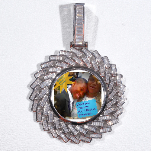 Large 3D Baguette Custom Picture Pendant
