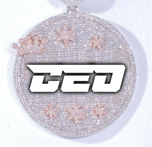CUSTOM LETTER NECKLACE 3D BIG CROWN DISC