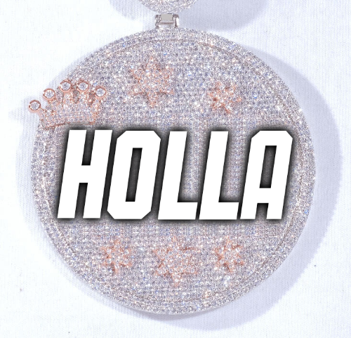 CUSTOM LETTER NECKLACE 3D BIG CROWN DISC