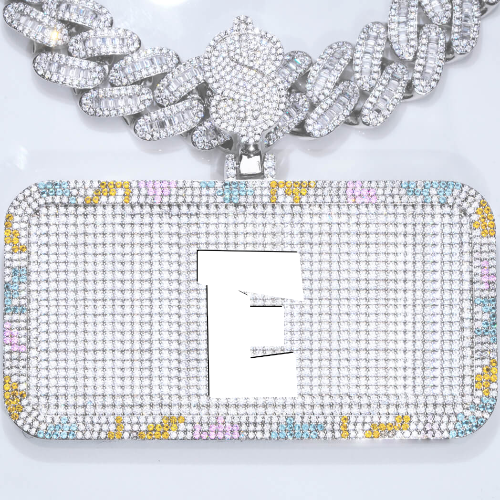 CUSTOM LETTER NECKLACE 3D COLORFUL SQUARE