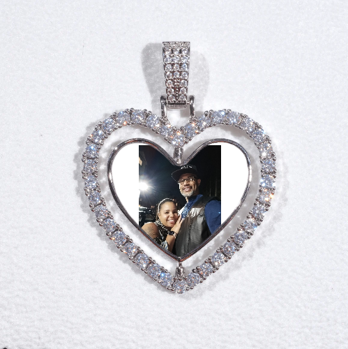3D Spinning 2-Faced Heart Custom Picture Pendant