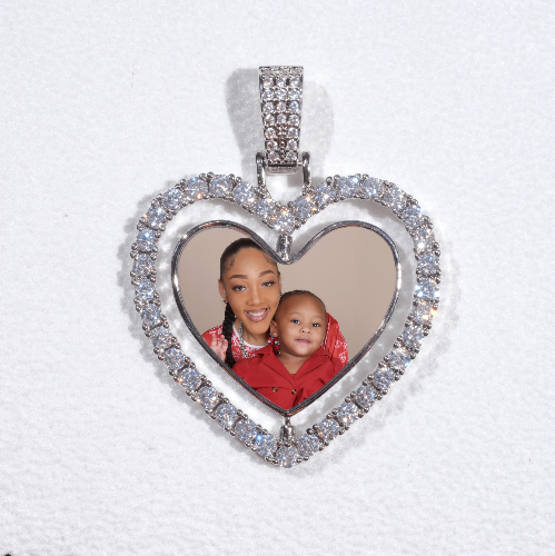 3D Spinning 2-Faced Heart Custom Picture Pendant