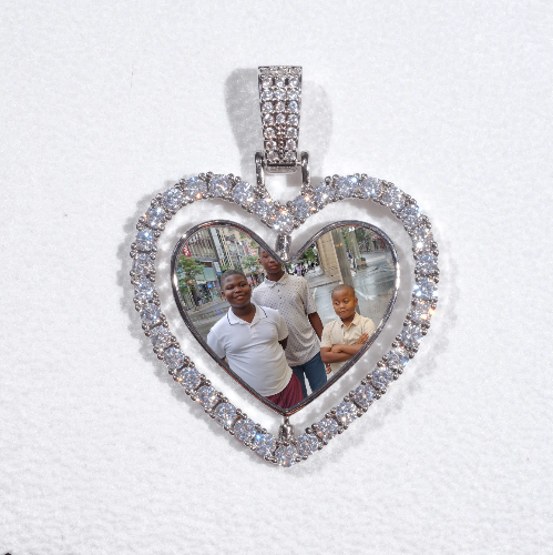 3D Spinning 2-Faced Heart Custom Picture Pendant